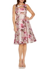 Adrianna Papell Metallic Floral Jacquard Fit & Flare Cocktail Dress in Silver/Blush Multi at Nordstrom
