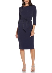 Adrianna Papell Metallic Knit Tie Front Dress in Light Navy at Nordstrom