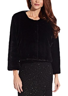 Adrianna Papell Womens Faux Fur Layering Shrug