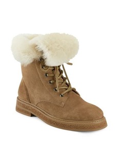 Aerosoles Scoccia Genuine Shearling Bootie in Light Tan Suede at Nordstrom