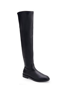 Aerosoles Tarra Boot-Over The Knee Boot - Black Stretch - Faux Leather