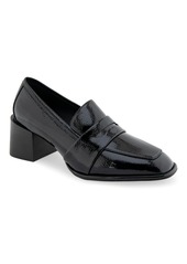 Aerosoles Women's Arnett Block Heel Loafers - Black Smooth Leather