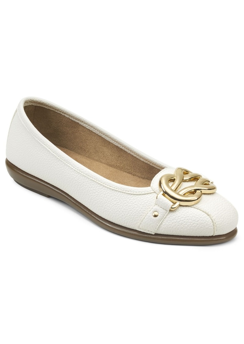 Aerosoles Women's Big Bet Ballet Flats - White Faux Leather