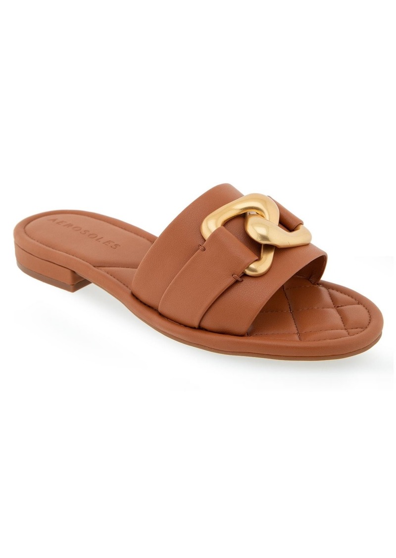Aerosoles Women's Big Charm Buckle Sandals - Tan Polyurethane Leather