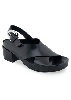 Aerosoles Women's Chrystie Buckle Block Heel Sandals - Black Leather