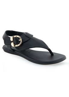 Aerosoles Women's Isa Flat Sandals - Black Snake Patent Polyurethane