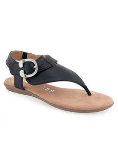 Aerosoles Women's Isa Flat Sandals - Black Polyurethane