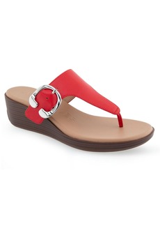 Aerosoles Women's Izola Wedge Sandals - Racing Red Polyurethane Leather