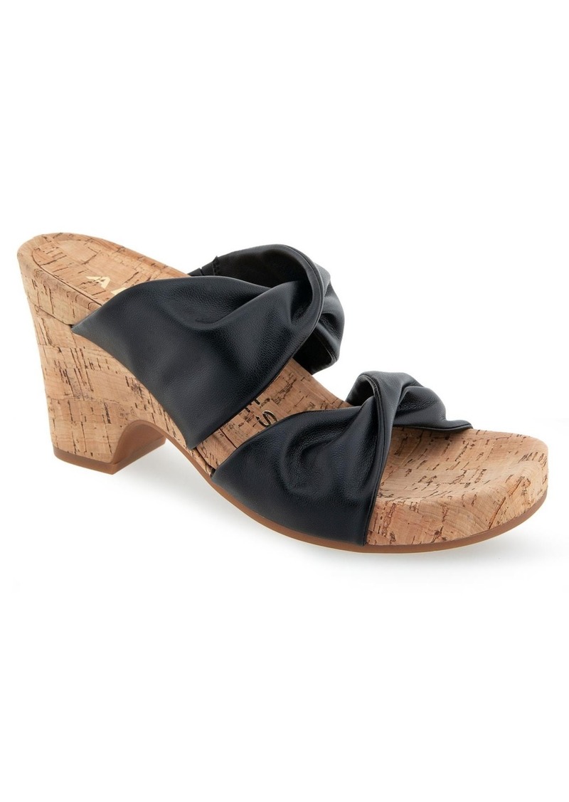 Aerosoles Women's Mercer Wedge Sandals - Black Polyurethane