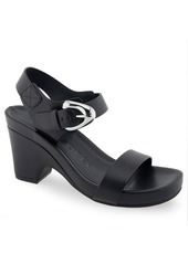 Aerosoles Women's Meyer Open Toe Buckle Strap Wedge Sandals - Black Leather