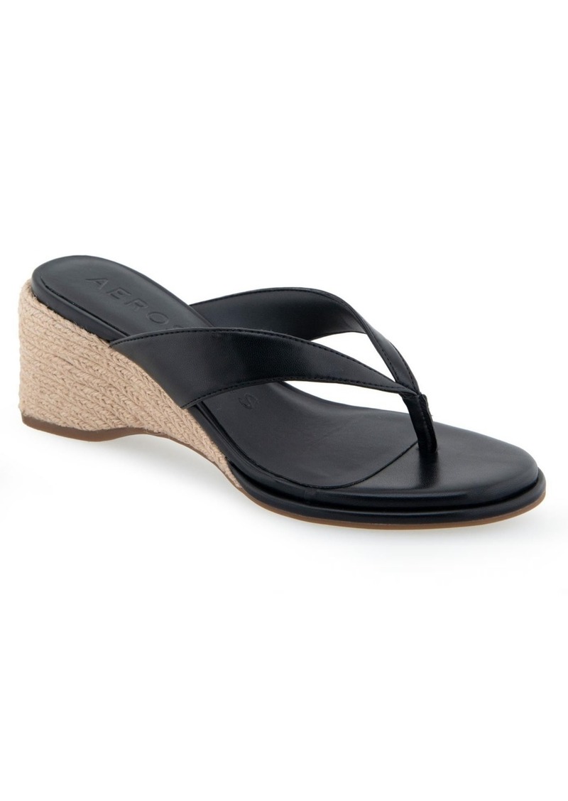 Aerosoles Women's Nero Wedge Flip Flop Sandals - Black Polyurethane