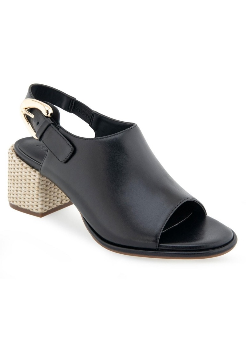 Aerosoles Women's Nora Buckle Strap Chunk Heel Sandals - Black Leather