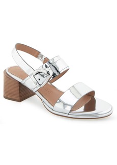 Aerosoles Women's Nova Ornamented Buckle Strap Sandals - Silver Mirror Metallic Polyurethane