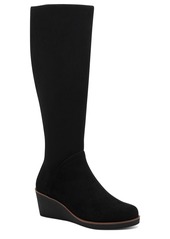 Aerosoles Women's Tall Binocular Regular Calf Wedge Boots - Black Faux Suede