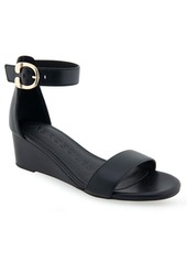 Aerosoles Women's Willis Buckle Strap Wedge Sandals - Black