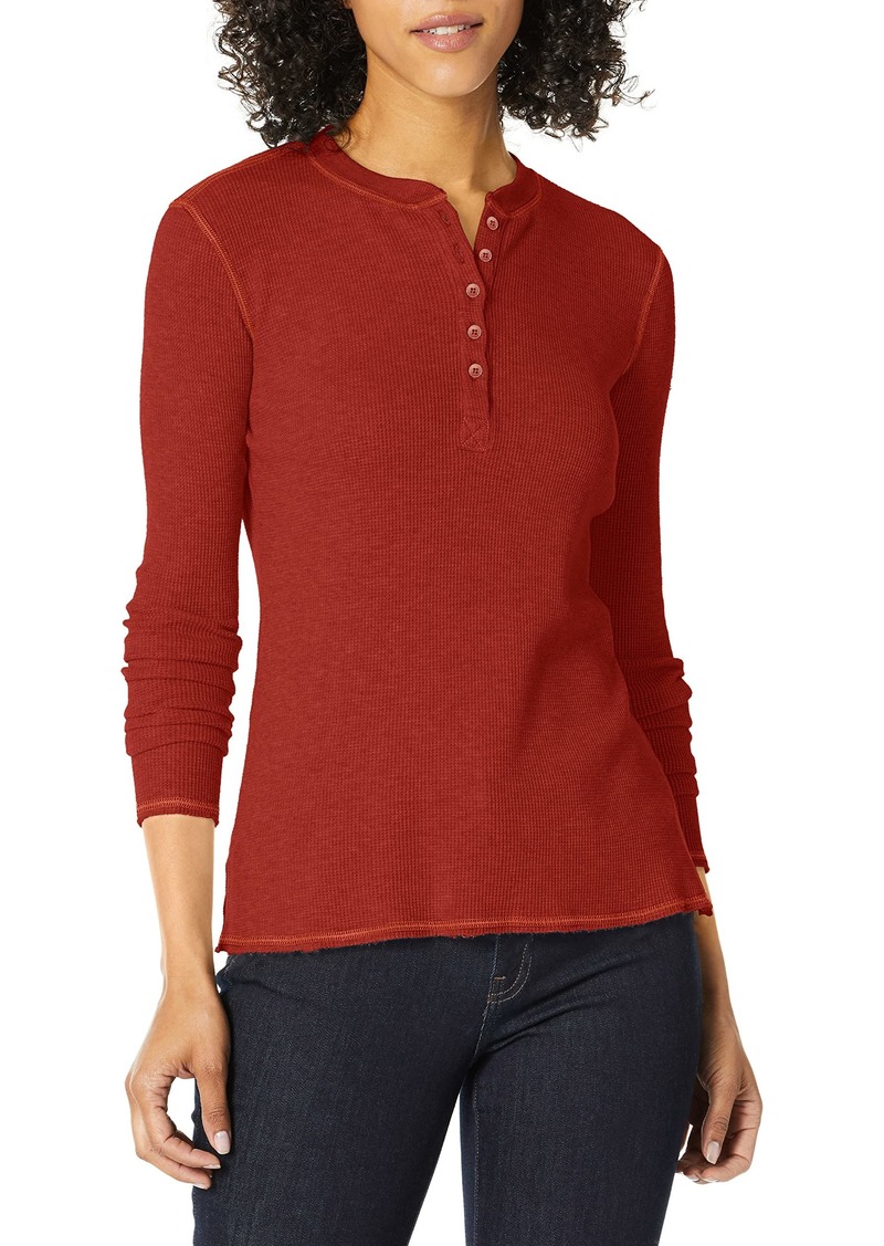 AG Adriano Goldschmied Women's VEDA Thermal Long Sleeve Henley TANNIC red