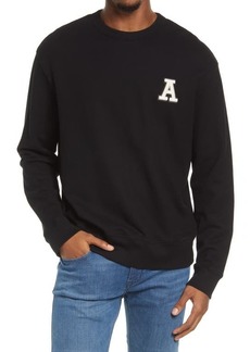 AG Adriano Goldschmied AG Arc Cotton Crewneck Sweatshirt in Collegiate A True Black at Nordstrom