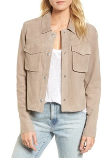 AG Adriano Goldschmied AG Ari Suede Trucker Jacket in Newsprint Gray at Nordstrom Rack