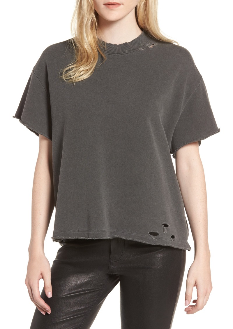 AG Adriano Goldschmied AG Diana Distressed Sweatshirt in Pigment True Black at Nordstrom Rack