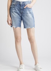 AG Adriano Goldschmied AG Ex-Boyfriend Raw Hem Mid Length Denim Shorts