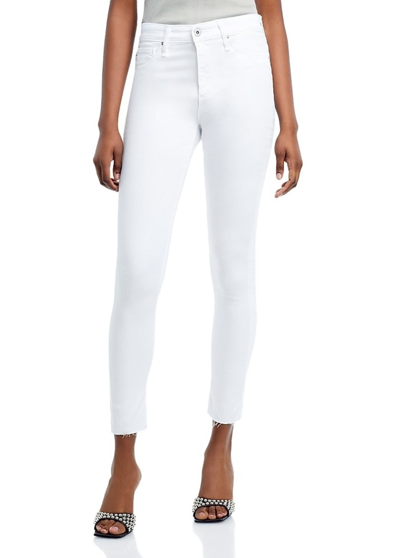 AG Adriano Goldschmied Ag Farrah High Rise Raw Hem Ankle Skinny Jeans in White