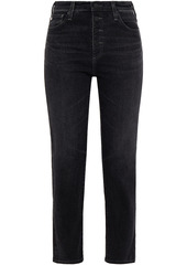 AG Adriano Goldschmied Ag Jeans Woman Isabelle Cropped High-rise Straight-leg Jeans Black