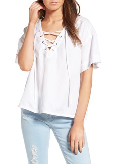 AG Adriano Goldschmied AG Kelly Lace-Up Cotton Top in True White at Nordstrom Rack