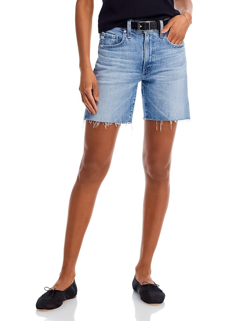 AG Adriano Goldschmied Ag Mid Rise Raw Hem Denim Shorts