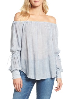 AG Adriano Goldschmied AG Tallulah Off the Shoulder Blouse in Navy/White at Nordstrom Rack