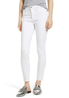 AG Adriano Goldschmied AG The Farrah High Waist Raw Hem Ankle Skinny Jeans in White at Nordstrom