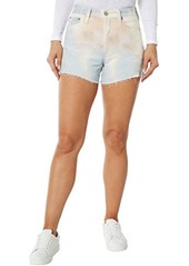 AG Adriano Goldschmied Alexxis High-Rise Vintage Shorts in Cosmic Wave Blue/Peach