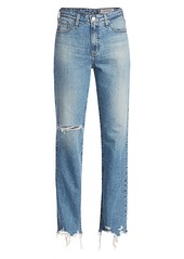 AG Adriano Goldschmied Alexxis Mid-Rise Straight-Leg Distressed Jeans