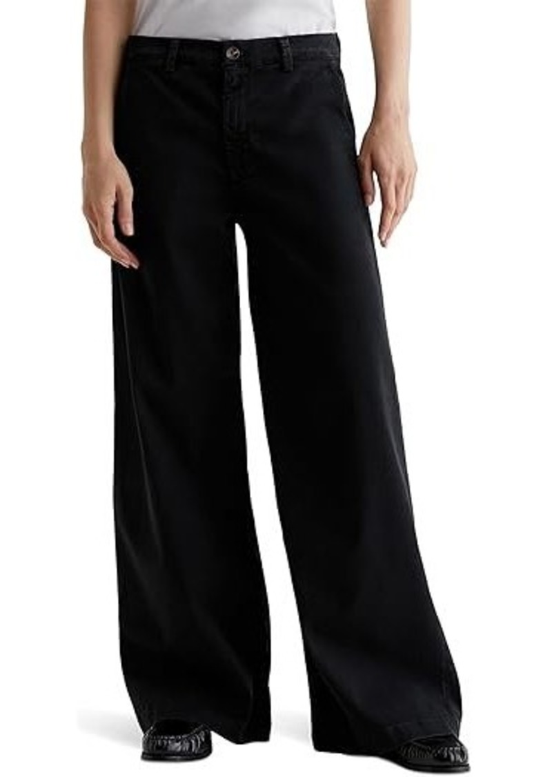 AG Adriano Goldschmied Caden Mid Rise Wide Leg Pants in Sulfur Black