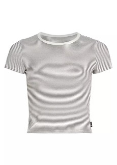 AG Adriano Goldschmied Hutton Stripe Stretch Cotto Baby-Fit T-Shirt