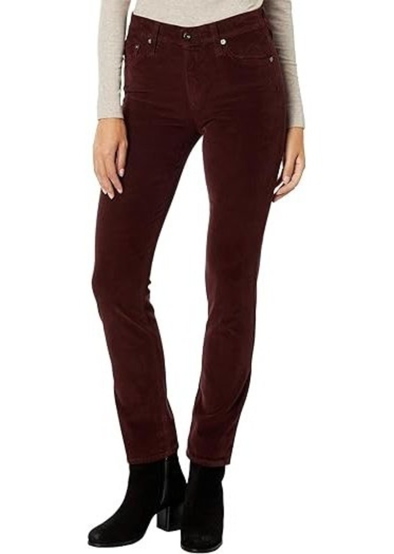 AG Adriano Goldschmied Mari High-Waist Slim Straight Leg Jeans in 1 Year Hi-White Dark Plum