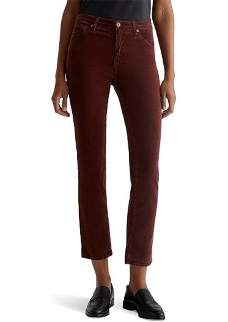 AG Adriano Goldschmied Mari Mid Rise Slim Straight Jeans in Bordeaux Rouge