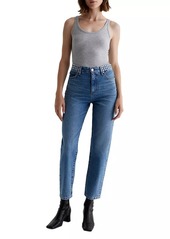 AG Adriano Goldschmied Rian Studded High-Rise Straight-Leg Jeans