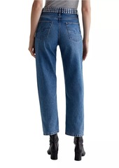 AG Adriano Goldschmied Rian Studded High-Rise Straight-Leg Jeans