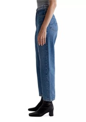 AG Adriano Goldschmied Rian Studded High-Rise Straight-Leg Jeans