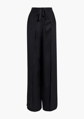 Agent Provocateur - Laly tie-front silk-satin crepe wide-leg pants - Black - UK 12