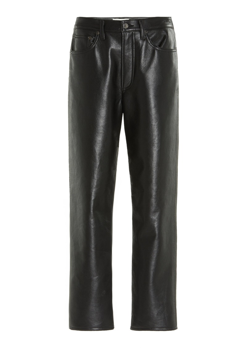 Agolde - 90's High-Rise Recycled Leather Straight-Leg Pants - Black - 24 - Moda Operandi