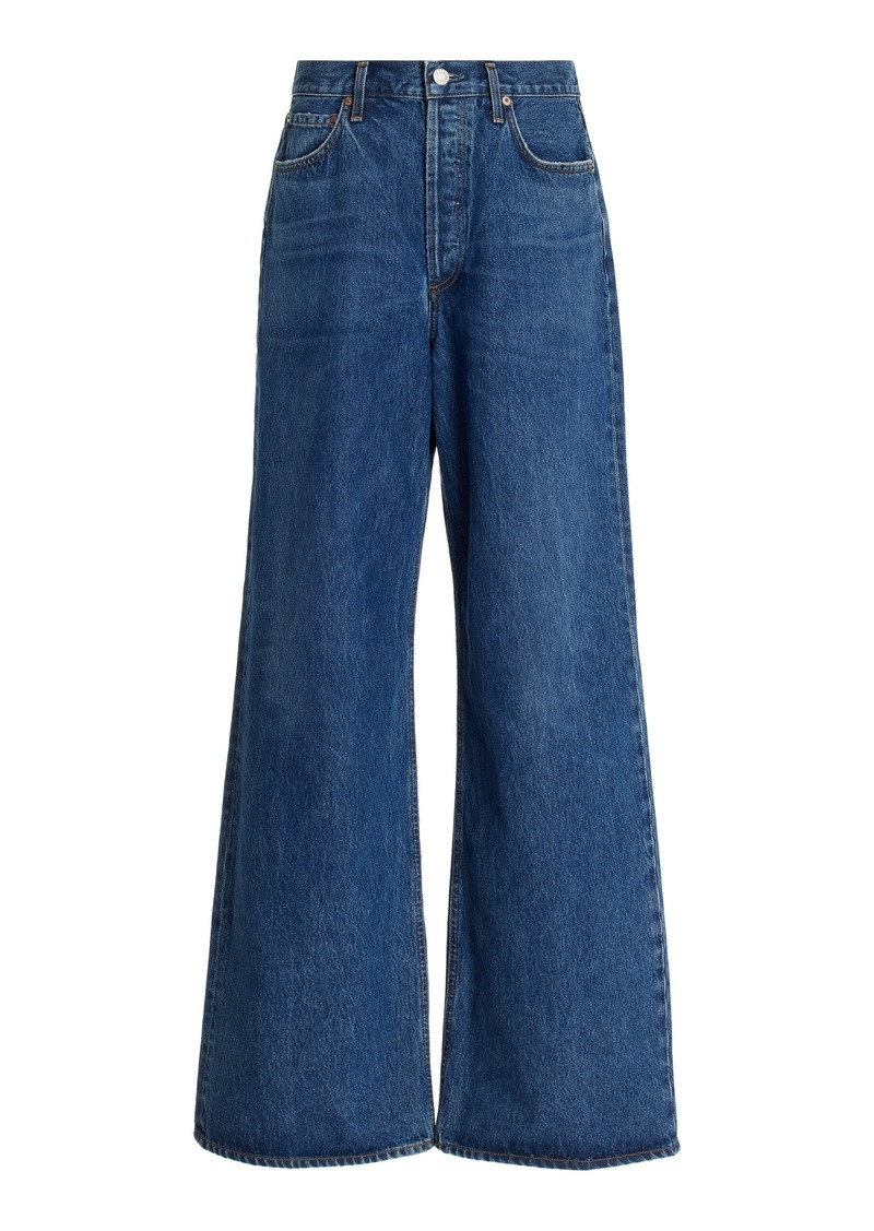 Agolde - Dame Rigid High-Rise Wide-Leg Jeans - Blue - 26 - Moda Operandi