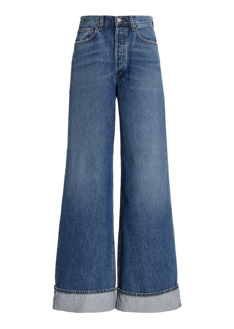 Agolde - Dame Rigid High-Rise Wide-Leg Jeans - Medium Wash - 28 - Moda Operandi