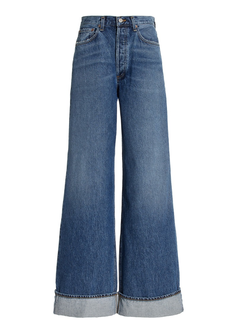 Agolde - Dame Rigid High-Rise Wide-Leg Jeans - Medium Wash - 27 - Moda Operandi