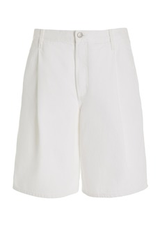 Agolde - Ellis Pleated Organic Cotton Denim Shorts - White - 23 - Moda Operandi