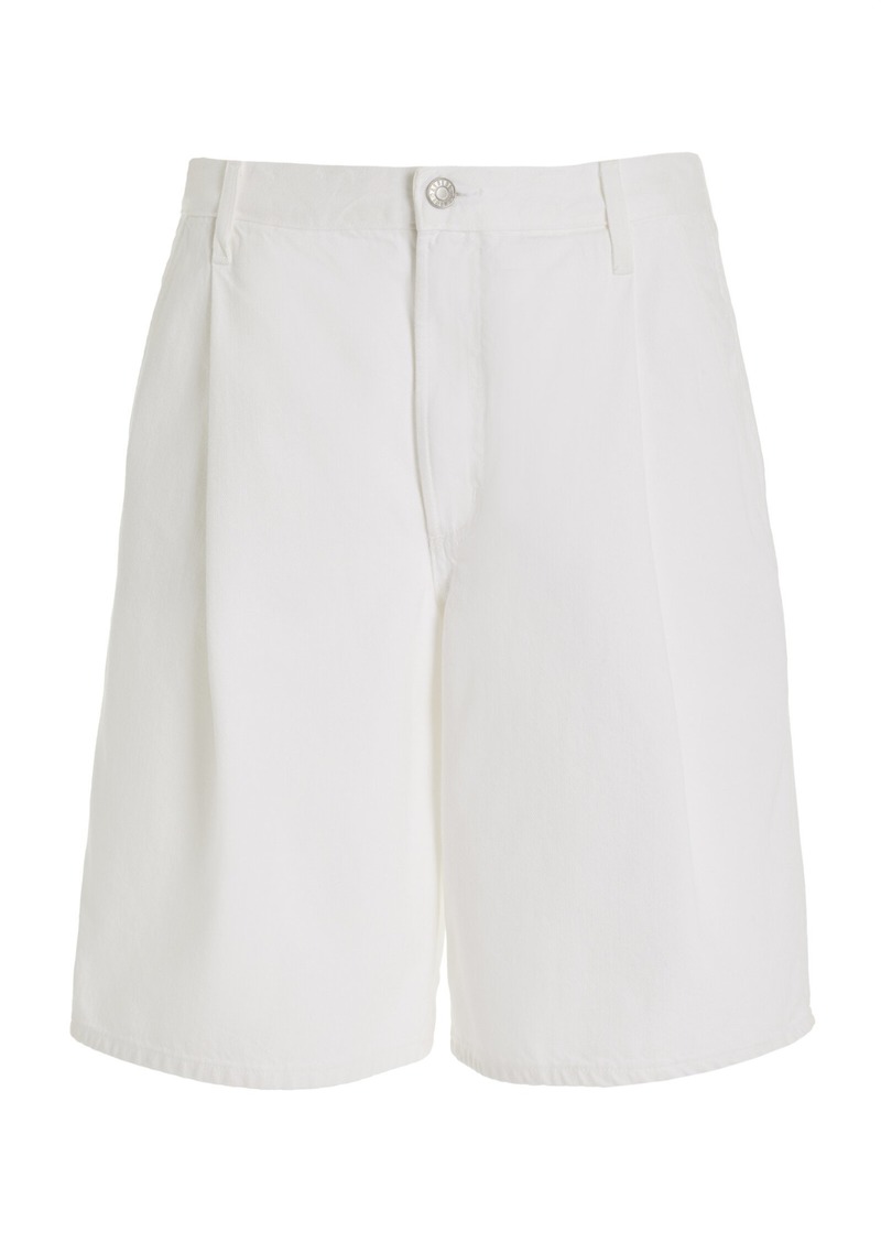 Agolde - Ellis Pleated Organic Cotton Denim Shorts - White - 30 - Moda Operandi