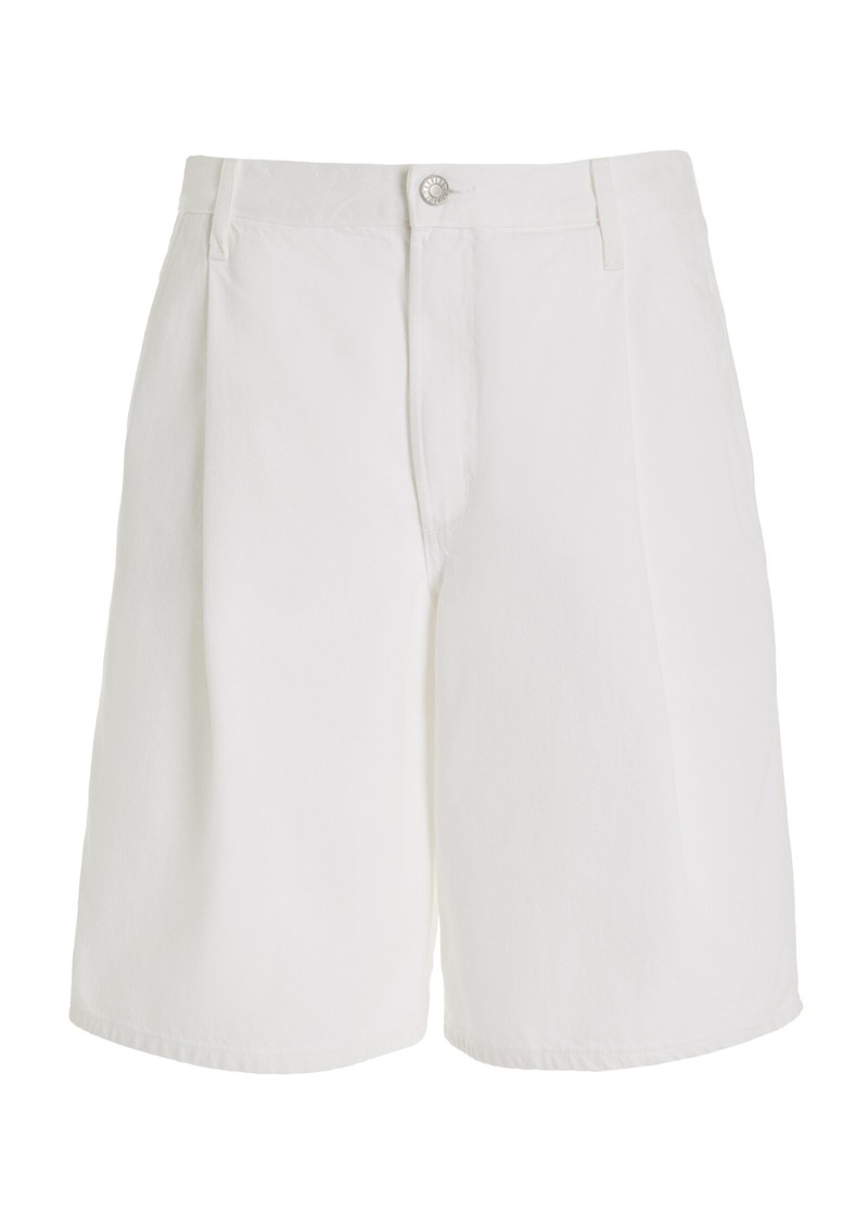 Agolde - Ellis Pleated Organic Cotton Denim Shorts - White - 24 - Moda Operandi
