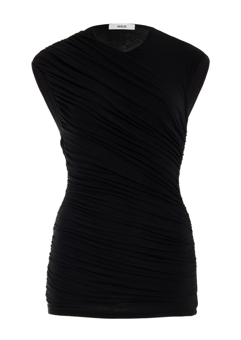 Agolde - Ester Twisted Jersey Tank Top - Black - XL - Moda Operandi