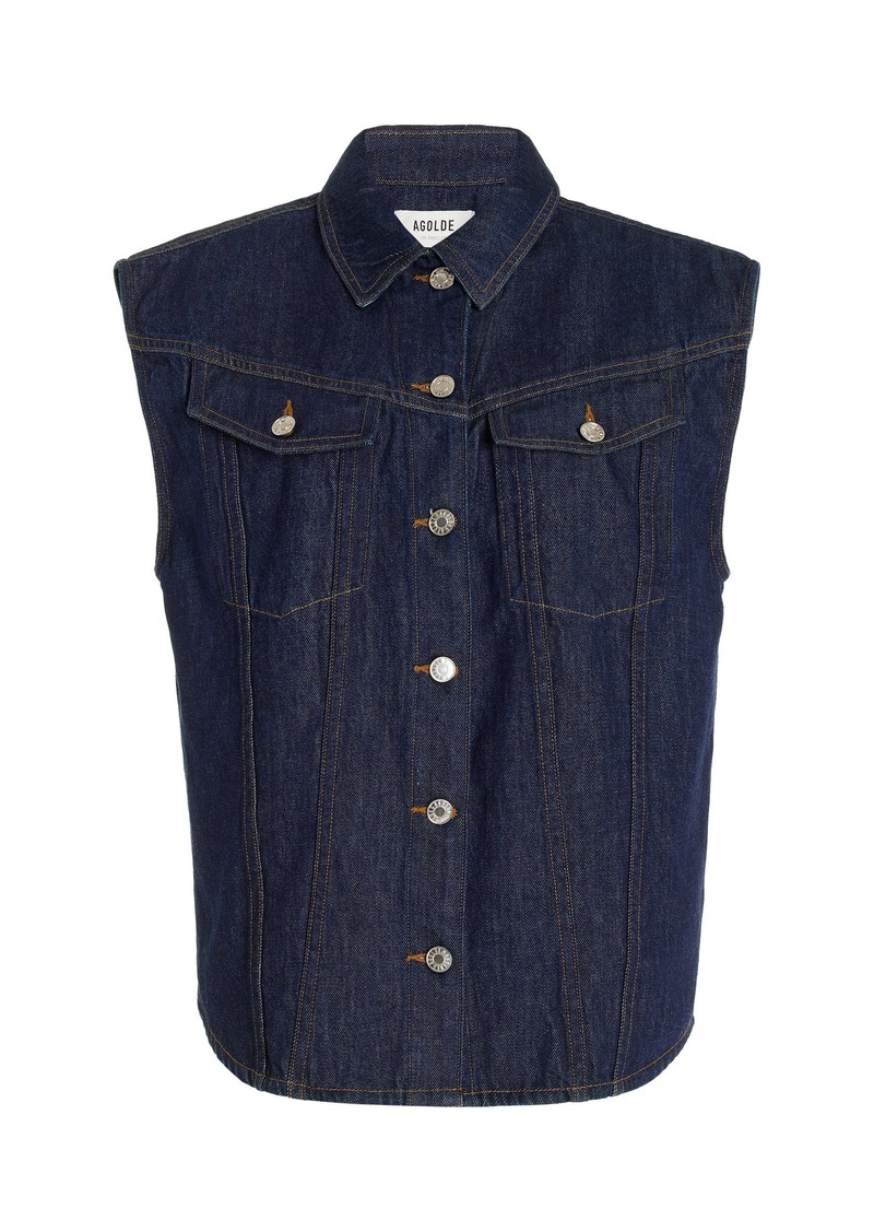 Agolde - Evan Denim Shirt - Dark Wash - L - Moda Operandi