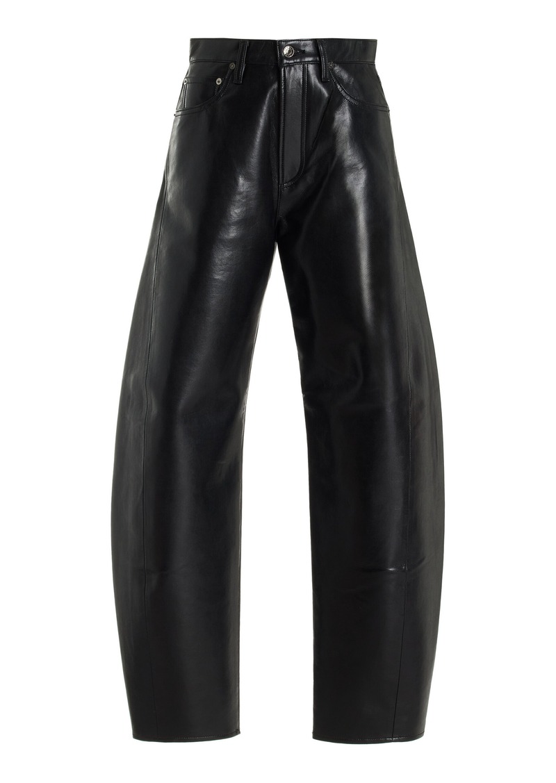 Agolde - Luna Leather High-Rise Bow-Leg Jeans - Black - 25 - Moda Operandi